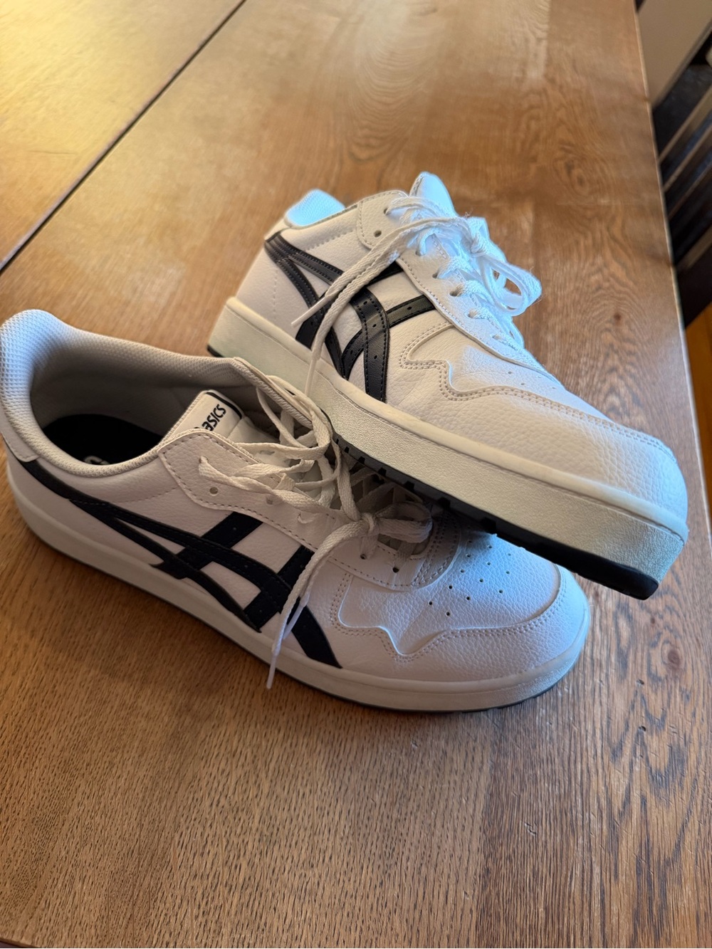 Asics White Sneakers with Black Stripes - Low Top Lace-Up